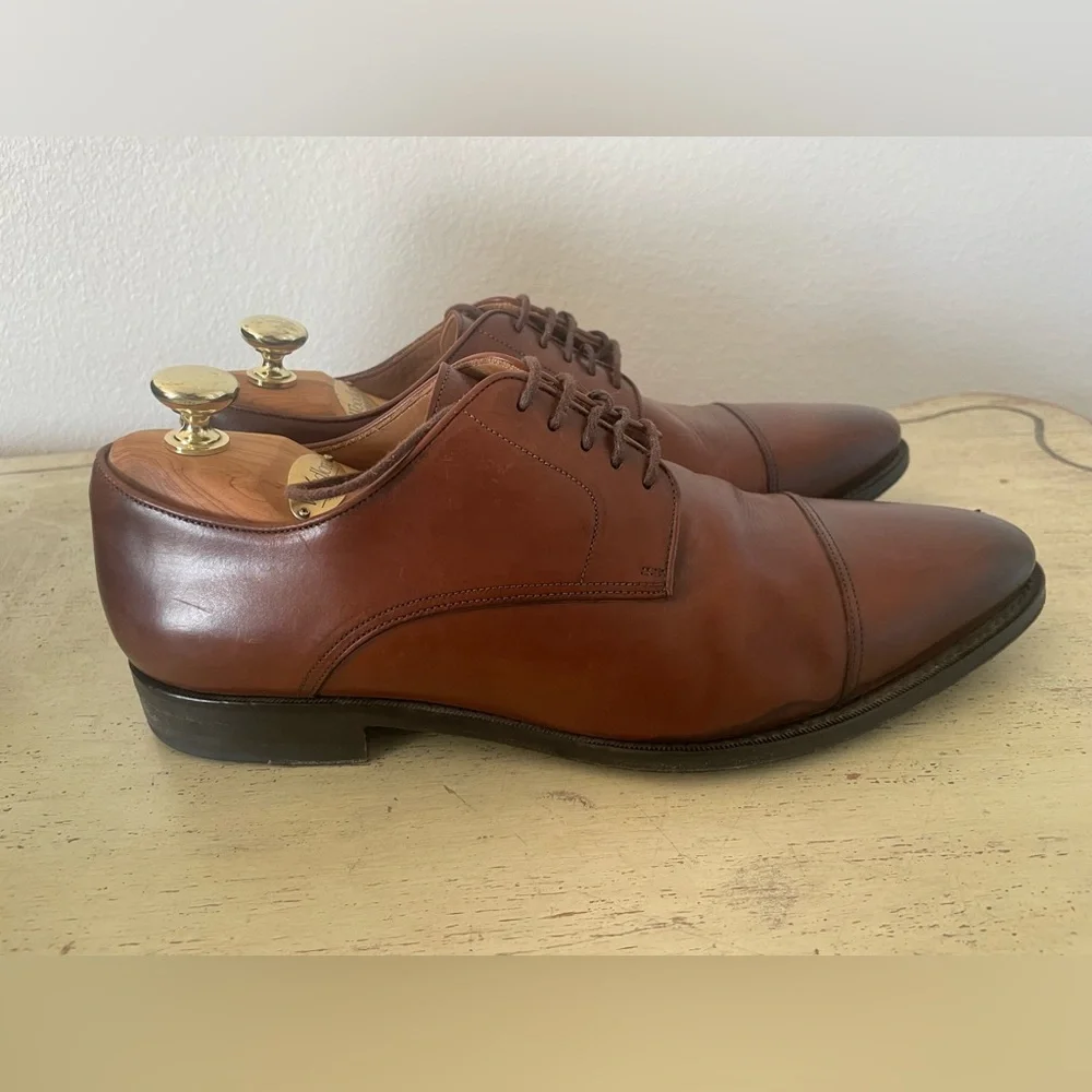 SUITSUPPLY Made in Italy Italian Calf Cap Toe Oxford Shoes in Brown Size 10 $349